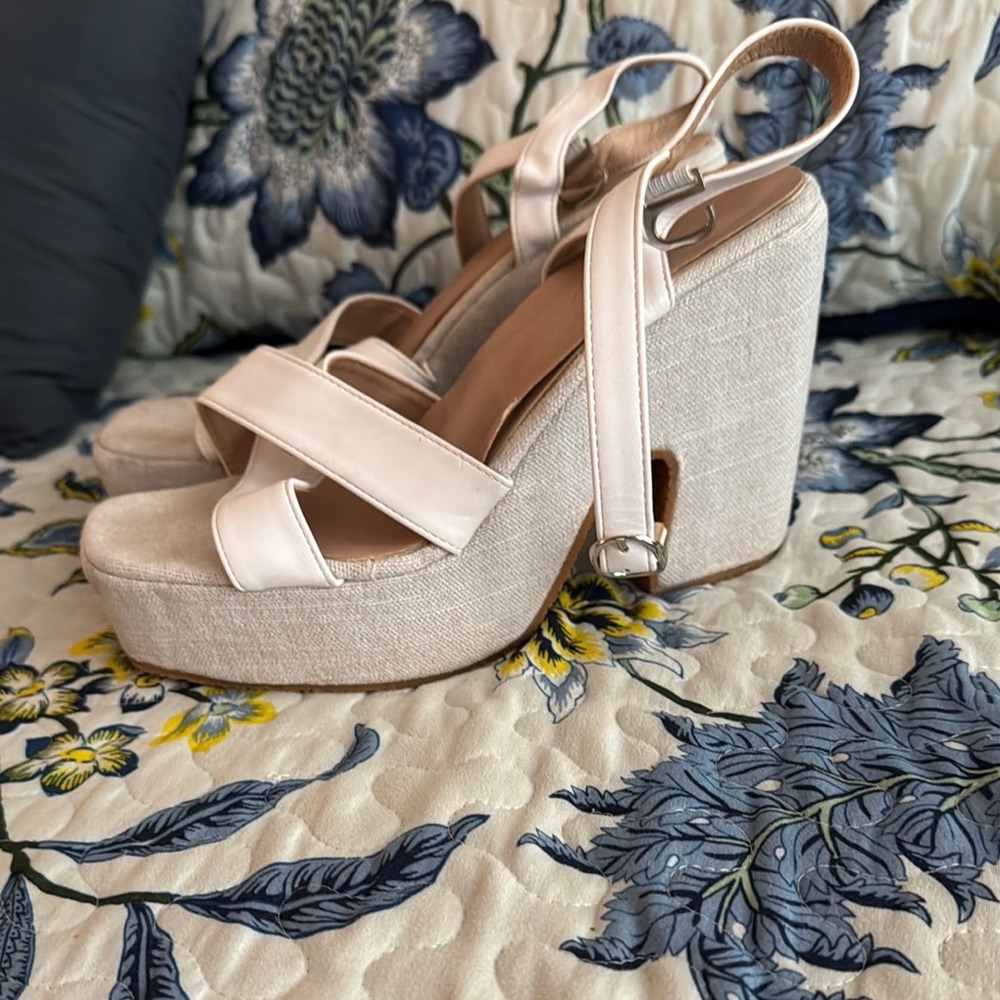SHEIN Cream Platform Heels
